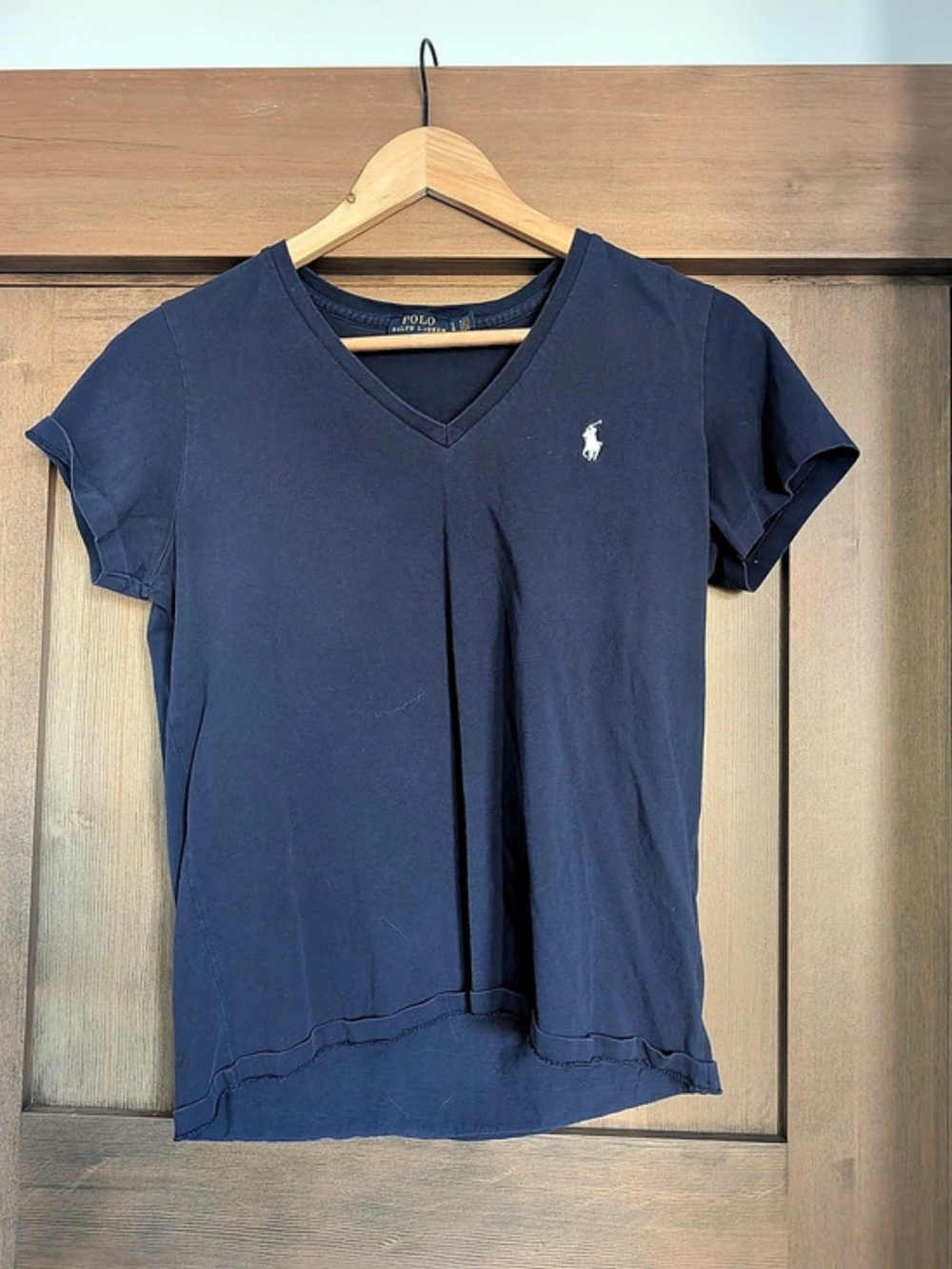 Polo Ralph Lauren Cotton Jersey V-Neck Tee Women's Blue Large